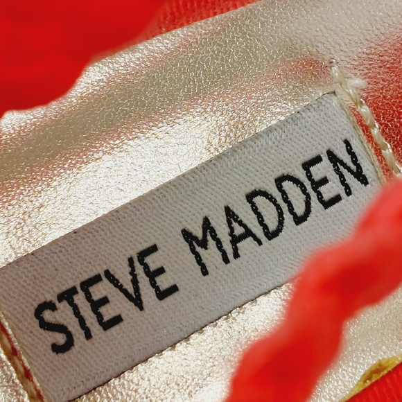 Steve Madden Rise Wedge Heel Espadrille T Strap Red Fabric Heels i850 - Picture 9 of 13